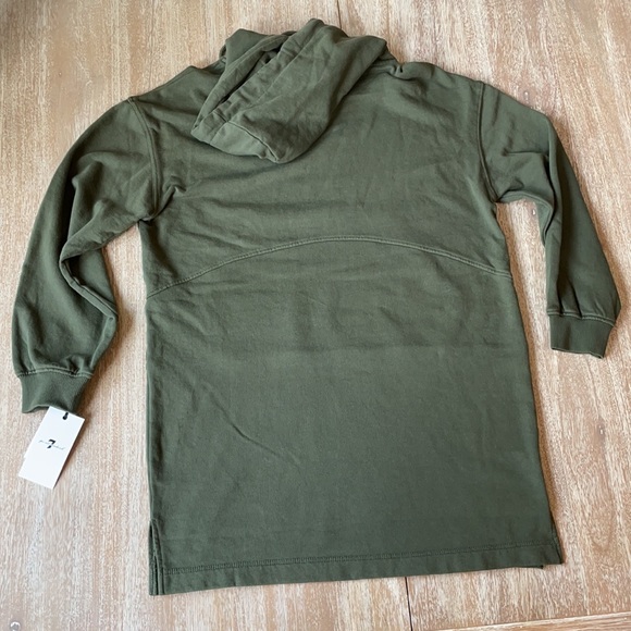 7 For All Mankind Green Hooded Long Sleeve Oversized Sweatshirt Dress - Picture 11 of 13